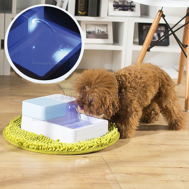 1.8L Pet Water Fountain For Cat Dog Automatic LED Water Drinking Bowl Dispenser